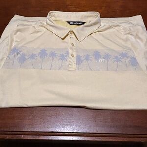 Travis Matthew Golf Polo Shirt Yellow Palm Trees Men’s XL
